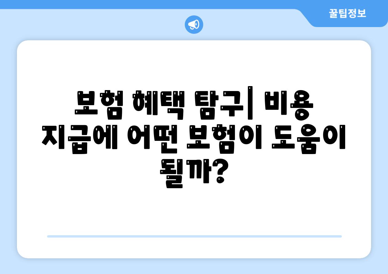 보험 혜택 탐구| 비용 지급에 어떤 보험이 도움이 될까?