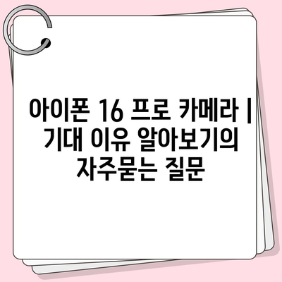 아이폰 16 프로 카메라 | 기대 이유 알아보기