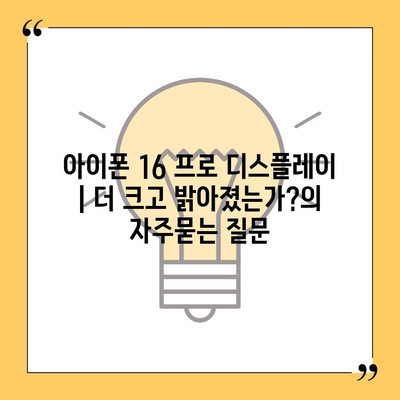 아이폰 16 프로 디스플레이 | 더 크고 밝아졌는가?