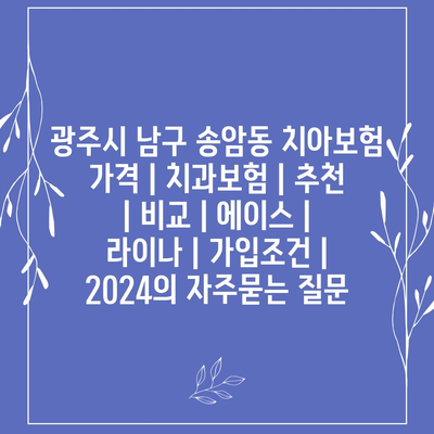 광주시 남구 송암동 치아보험 가격 | 치과보험 | 추천 | 비교 | 에이스 | 라이나 | 가입조건 | 2024