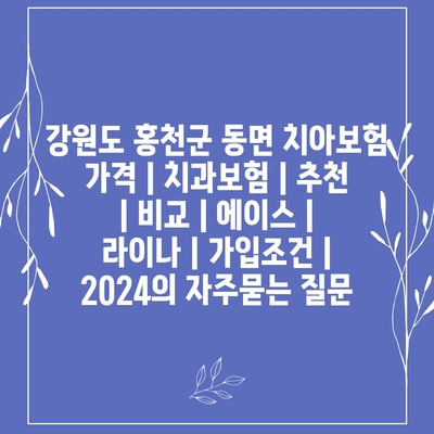 강원도 홍천군 동면 치아보험 가격 | 치과보험 | 추천 | 비교 | 에이스 | 라이나 | 가입조건 | 2024