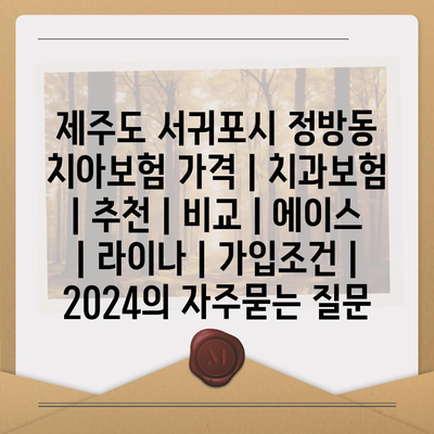 제주도 서귀포시 정방동 치아보험 가격 | 치과보험 | 추천 | 비교 | 에이스 | 라이나 | 가입조건 | 2024