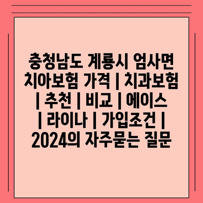 충청남도 계룡시 엄사면 치아보험 가격 | 치과보험 | 추천 | 비교 | 에이스 | 라이나 | 가입조건 | 2024