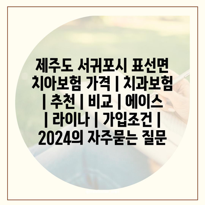 제주도 서귀포시 표선면 치아보험 가격 | 치과보험 | 추천 | 비교 | 에이스 | 라이나 | 가입조건 | 2024