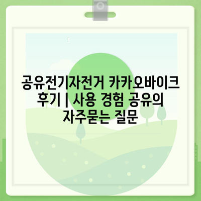 공유전기자전거 카카오바이크 후기 | 사용 경험 공유