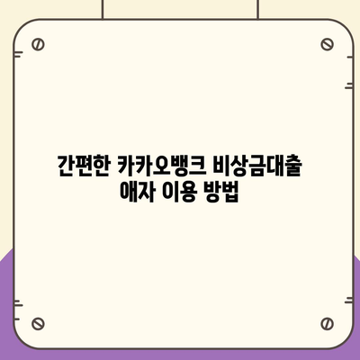 카카오뱅크 비상금대출 애자