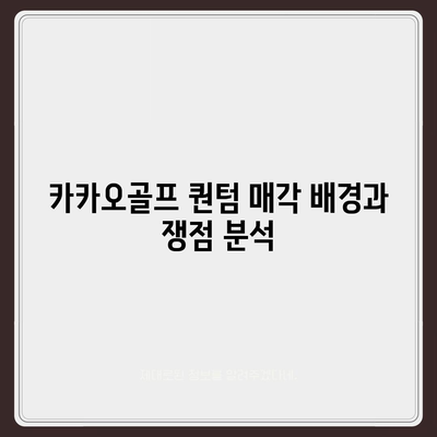 카카오골프 퀀텀 매각 논란과 회사 대응