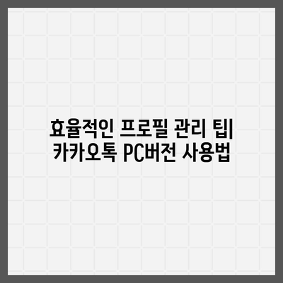 카카오톡 pc버전 프로필관리