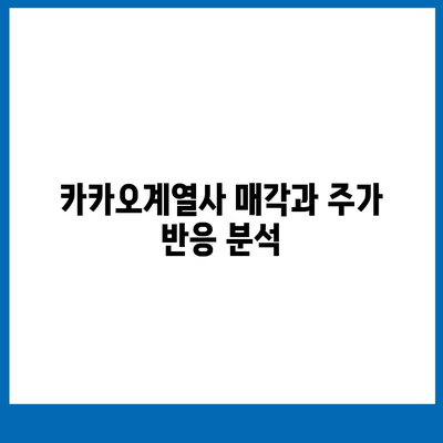 카카오계열사 매각으로 카카오 주가에 미치는 영향