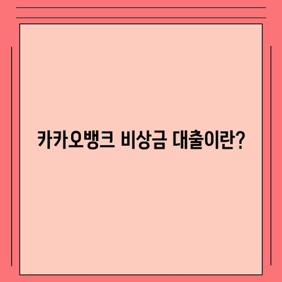 카카오뱅크 비상금 대출 신청 절차 안내