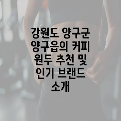 강원도 양구군 양구읍의 커피 원두 추천 및 인기 브랜드 소개