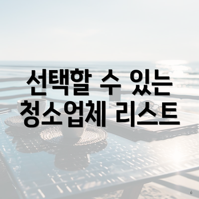 선택할 수 있는 청소업체 리스트