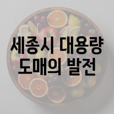 세종시 대용량 도매의 발전