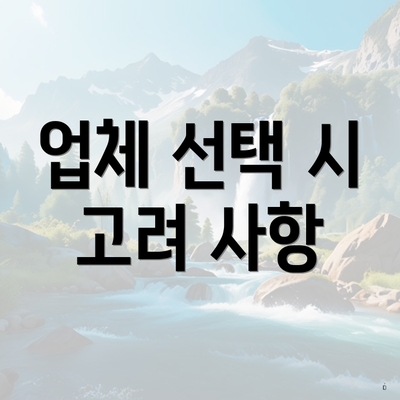 업체 선택 시 고려 사항