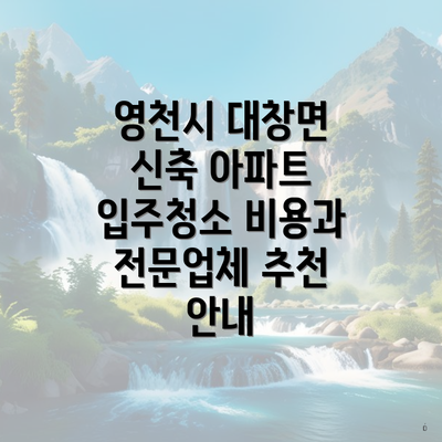 영천시 대창면 신축 아파트 입주청소 비용과 전문업체 추천 안내