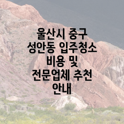 울산시 중구 성안동 입주청소 비용 및 전문업체 추천 안내