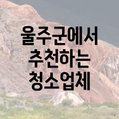 울주군에서 추천하는 청소업체