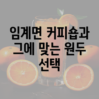 임계면 커피숍과 그에 맞는 원두 선택