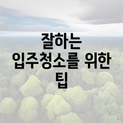 잘하는 입주청소를 위한 팁