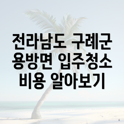 전라남도 구례군 용방면 입주청소의 필요성과 장점