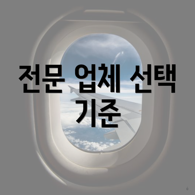 전문 업체 선택 기준