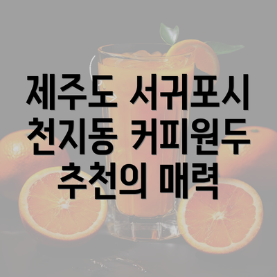 제주도 서귀포시 천지동 커피원두 추천의 매력