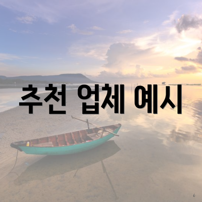 추천 업체 예시