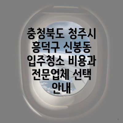 충청북도 청주시 흥덕구 신봉동 입주청소 비용과 전문업체 선택 안내