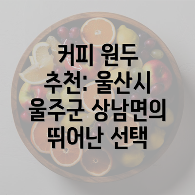 커피 원두 추천: 울산시 울주군 상남면의 뛰어난 선택