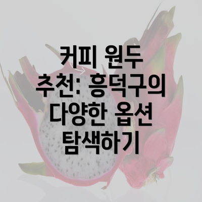 커피 원두 추천: 흥덕구의 다양한 옵션 탐색하기