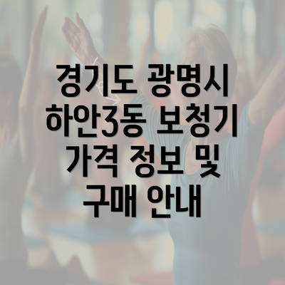 경기도 광명시 하안3동 보청기 가격 정보 및 구매 안내