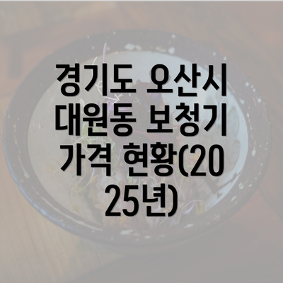 경기도 오산시 대원동 보청기 가격 현황(2025년)