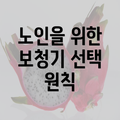 노인을 위한 보청기 선택 원칙