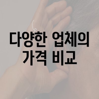 다양한 업체의 가격 비교