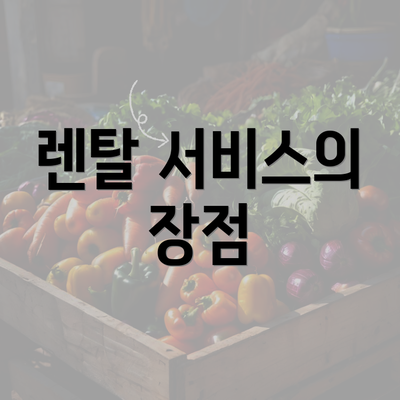 렌탈 서비스의 장점