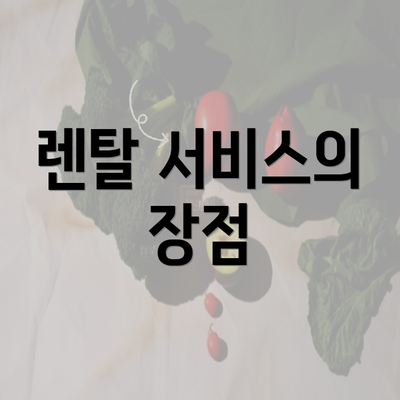 렌탈 서비스의 장점