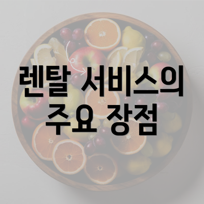 렌탈 서비스의 주요 장점