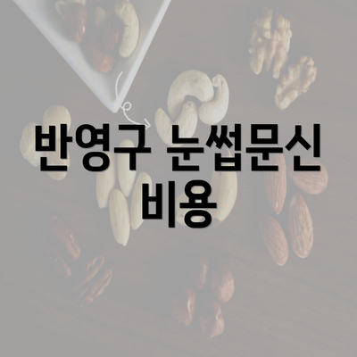 반영구 눈썹문신 비용