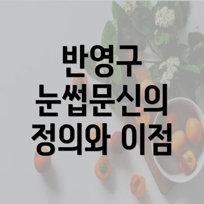 반영구 눈썹문신의 정의와 이점