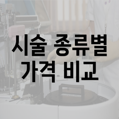 시술 종류별 가격 비교