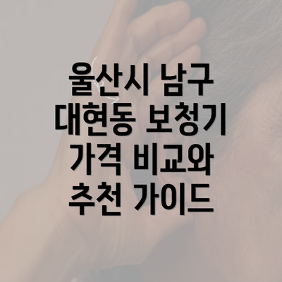 울산시 남구 대현동 보청기 가격 비교와 추천 가이드