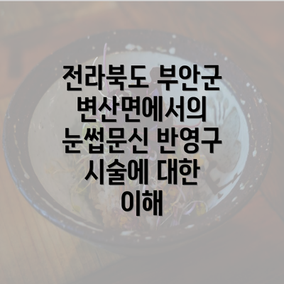 전라북도 부안군 변산면에서의 눈썹문신 반영구 시술에 대한 이해