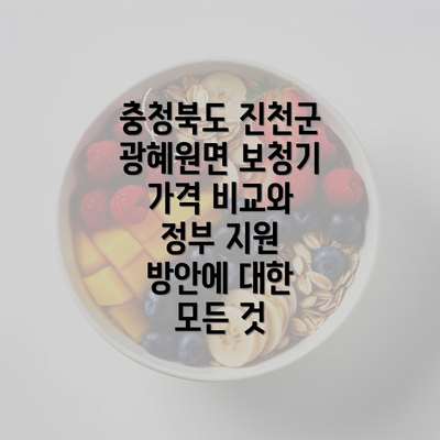 충청북도 진천군 광혜원면 보청기 가격 비교와 정부 지원 방안에 대한 모든 것