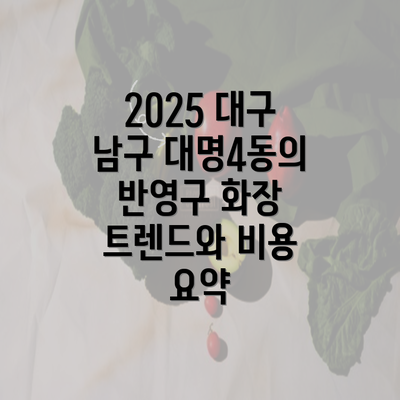 2025 대구 남구 대명4동의 반영구 화장 트렌드와 비용 요약