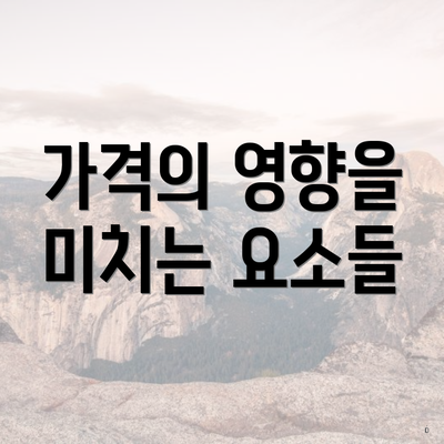 가격의 영향을 미치는 요소들