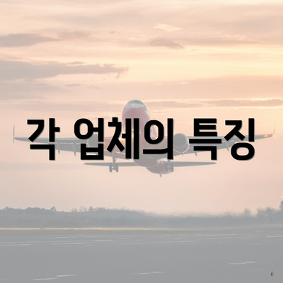 각 업체의 특징