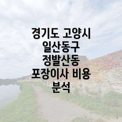 경기도 고양시 일산동구 정발산동 포장이사 비용 분석