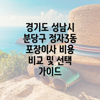 경기도 성남시 분당구 정자3동 포장이사 비용 비교 및 선택 가이드