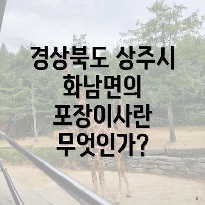 경상북도 상주시 화남면의 포장이사란 무엇인가?