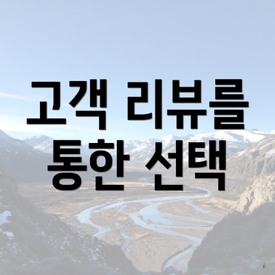 고객 리뷰를 통한 선택